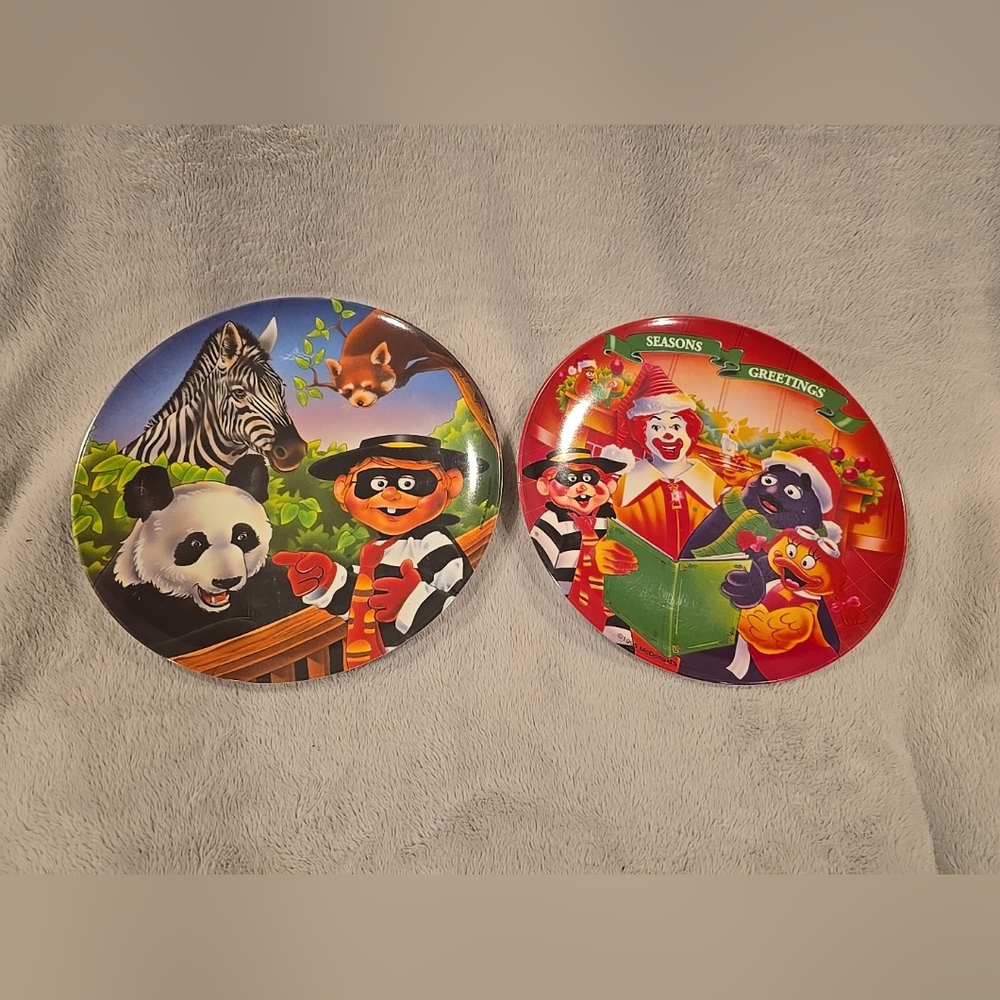 Vintage McDonalds Melamine Plates Set of 2 Ronald Hamburglar 1995 Holidayโ Zoo
